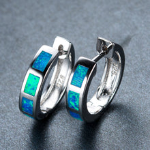 Load image into Gallery viewer, Earrings S925 Sterling Silver Rectangular White Opel Earrings
