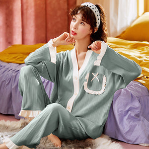 Pajamas Women's Long-sleeved Spring And Autumn Thin Section Net Red Cotton Cute
