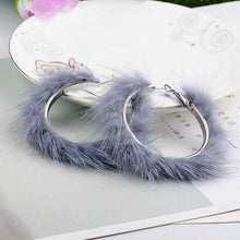 Load image into Gallery viewer, Mink Fur Large Circle Round Ear Hoop Earrings
