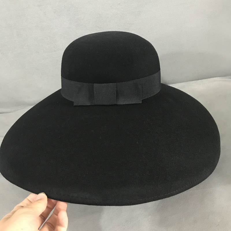 Autumn And Winter Woolenny Big Brim Bowler Hat