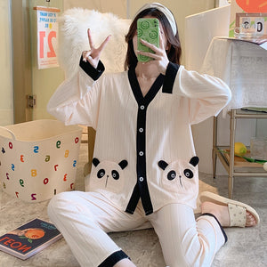 Pajamas Women's Long-sleeved Spring And Autumn Thin Section Net Red Cotton Cute