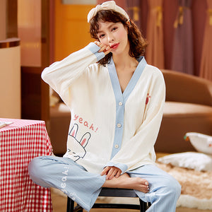 Pajamas Women's Long-sleeved Spring And Autumn Thin Section Net Red Cotton Cute