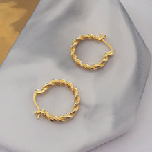 Load image into Gallery viewer, Sterling Silver Earrings Simple Twist Woven Earrings Female Gold-plated Silver Earrings With
