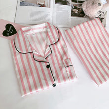 Load image into Gallery viewer, Pajamas Women&#39;s Long-sleeved Printing Imitation Silk Home Service Suit
