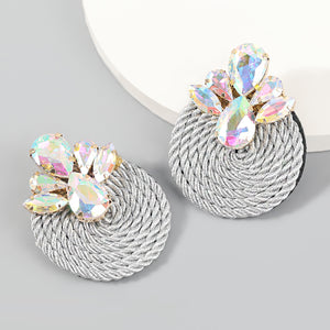 Polyester Stretch Thread Woven Round Earrings