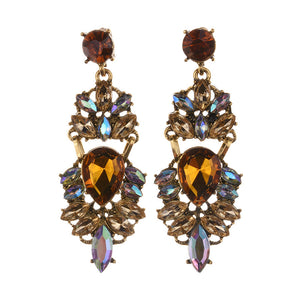 Fashion Exaggerated Earrings Retro Alloy Trend Earrings Geometric Diamond Long Earrings