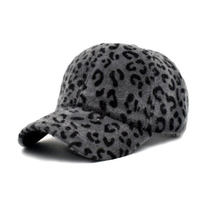 European And American New Baseball Cap Female Leopard Fluff