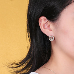 Sterling Silver White Diamond Earrings Removable Cartoon Bear Earrings Korean Simple Style Vacuum Earrings