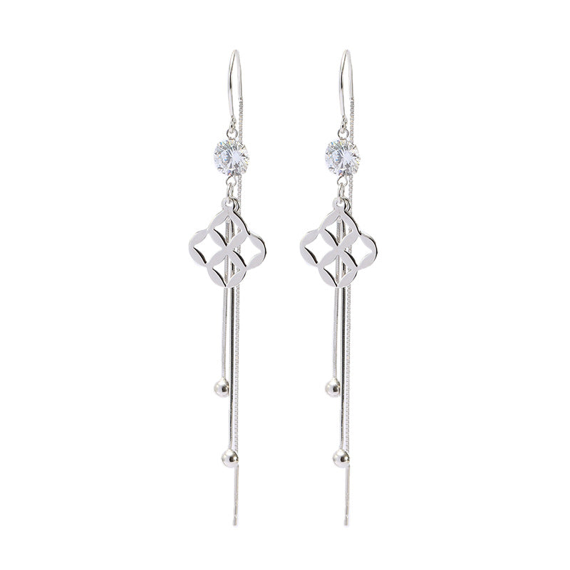Geometric Earrings Simple Temperament Zircon Sterling Silver Earrings