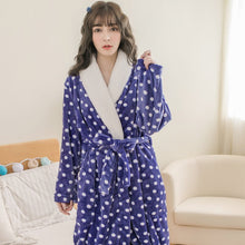 Load image into Gallery viewer, Thickened Polka Dot Robe Coral Fleece Nightgown Men&#39;s Bathrobe Pajamas
