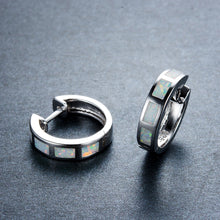 Load image into Gallery viewer, Earrings S925 Sterling Silver Rectangular White Opel Earrings
