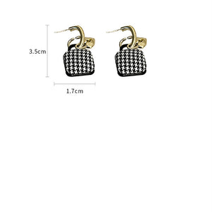 Small Lock Earrings Vintage Checkerboard Earrings