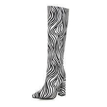 Load image into Gallery viewer, Fashion Animal Print Long Barrel Knight Boots Female  Knee-high Thick High-heeled Boots
