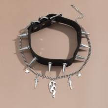Load image into Gallery viewer, Punk Style Flame Tag Rivet Necklace Chain Necklace
