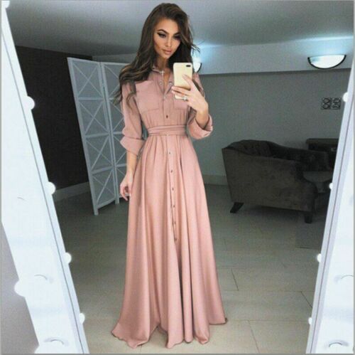 New Solid Color Long Shirt Dress