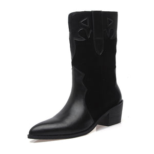 Fashion Low-heel Pointed Toe Milk Pattern Ankle Boots