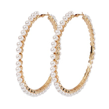 Load image into Gallery viewer, About temperament highlight pearl ear hoop earrings
