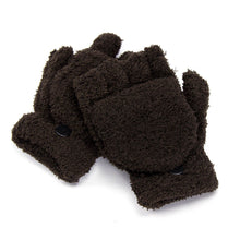 Load image into Gallery viewer, Coral Fleece Flip Half-finger Gloves, Writing And Internet Travel Warm Gloves
