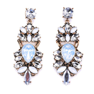 Fashion Exaggerated Earrings Retro Alloy Trend Earrings Geometric Diamond Long Earrings