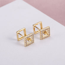 Load image into Gallery viewer, Bronze Earrings Trapezoid Geometric Earrings Metal Wind Earrings

