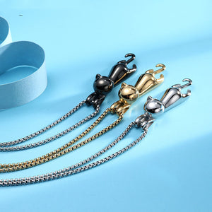 Cat Necklace Pendant Titanium Steel Necklace Peeping Cat