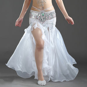 Women Belly dance costume lady bellydancing skirt 2-layer mesh skirt sexy bellydance wrap skirt performance dancewear
