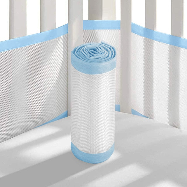 2PCS Lightweight Elastic Home Bedroom Baby Care Thread Gluing Anti-collision Breathable Mesh Polyester Detachable Crib Bumper