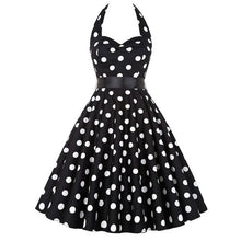 Load image into Gallery viewer, Women Polka Dot Print Summer Dress Sexy Retro White Halter Vintage Dress Plus Size Robe Femme Pin Up Rockabilly Party Dress
