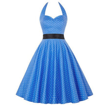 Load image into Gallery viewer, Women Polka Dot Print Summer Dress Sexy Retro White Halter Vintage Dress Plus Size Robe Femme Pin Up Rockabilly Party Dress
