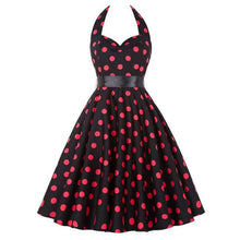 Load image into Gallery viewer, Women Polka Dot Print Summer Dress Sexy Retro White Halter Vintage Dress Plus Size Robe Femme Pin Up Rockabilly Party Dress
