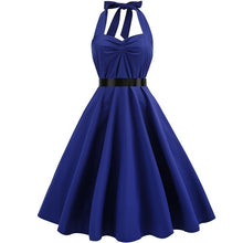 Load image into Gallery viewer, Women Polka Dot Print Summer Dress Sexy Retro White Halter Vintage Dress Plus Size Robe Femme Pin Up Rockabilly Party Dress
