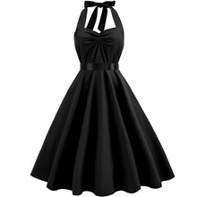 Load image into Gallery viewer, Women Polka Dot Print Summer Dress Sexy Retro White Halter Vintage Dress Plus Size Robe Femme Pin Up Rockabilly Party Dress
