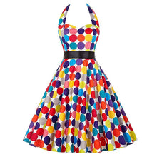 Load image into Gallery viewer, Women Polka Dot Print Summer Dress Sexy Retro White Halter Vintage Dress Plus Size Robe Femme Pin Up Rockabilly Party Dress
