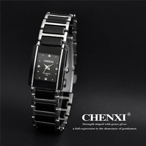 Fashion Longbo Brand Diamonds Elegant Men Ladies Dress Wristwatches Analog Quartz Ceramic Steel Square Clock Couple Lovers Watch