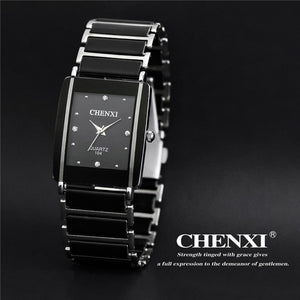 Fashion Longbo Brand Diamonds Elegant Men Ladies Dress Wristwatches Analog Quartz Ceramic Steel Square Clock Couple Lovers Watch