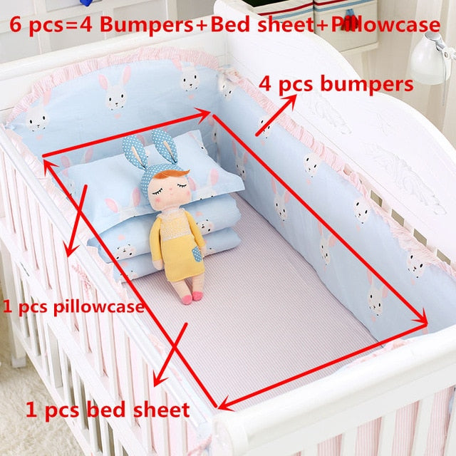 6pcs/set Blue Universe Design Crib Bedding Set Cotton Toddler Baby Bed Linens Include Baby Cot Bumpers Bed Sheet Pillowcase