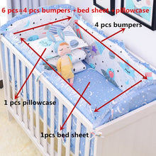 Load image into Gallery viewer, 6pcs/set Blue Universe Design Crib Bedding Set Cotton Toddler Baby Bed Linens Include Baby Cot Bumpers Bed Sheet Pillowcase
