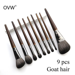 OVW Natural Goat Hair Makeup Brushes Set Professional Kit brocha maquillaje pedzle do makijazu blending smudging brush shader