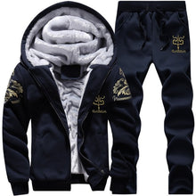 Load image into Gallery viewer, BOLUBAO Winter Thick Men Sports Suit Tracksuit Hooded Sportswear Zipper Cardigan Hooded+Elastic Pants Casual Men Set

