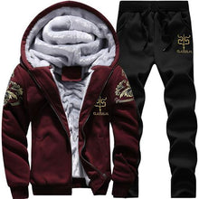Load image into Gallery viewer, BOLUBAO Winter Thick Men Sports Suit Tracksuit Hooded Sportswear Zipper Cardigan Hooded+Elastic Pants Casual Men Set
