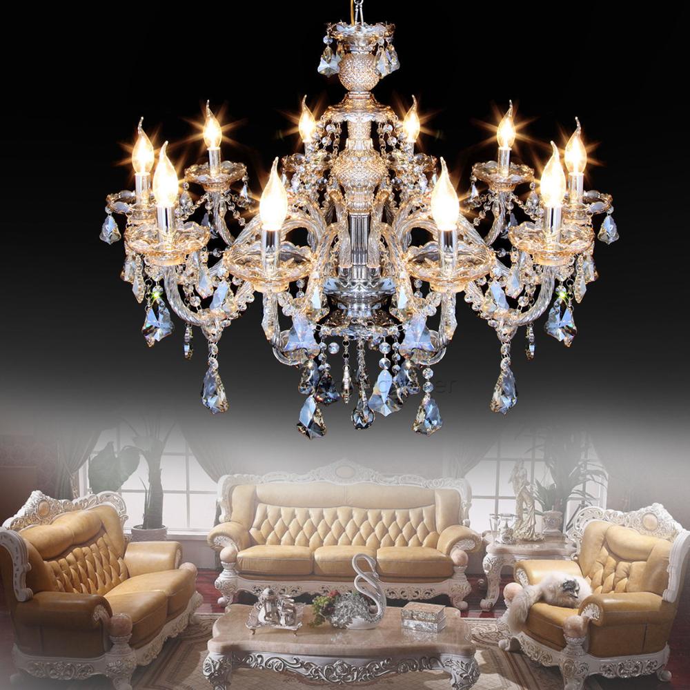 Elegant Crystal Chandelier Light 10 Arms K9 Crystal Ceiling Pendant Lamp