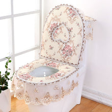Load image into Gallery viewer, 3 pieces/set European Lace Toilet Seat Cushion Household Toilet Seat Zipper Seat Washer Winter U-shaped Toilet Seat

