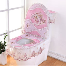 Load image into Gallery viewer, 3 pieces/set European Lace Toilet Seat Cushion Household Toilet Seat Zipper Seat Washer Winter U-shaped Toilet Seat
