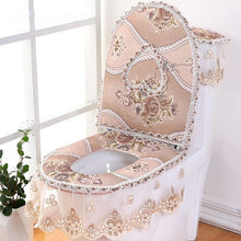 Load image into Gallery viewer, 3 pieces/set European Lace Toilet Seat Cushion Household Toilet Seat Zipper Seat Washer Winter U-shaped Toilet Seat
