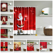 Load image into Gallery viewer, Lighted Christmas Shower Curtain Printed Happy New Year Santa Claus Red Waterproof Curtains for Shower Bathroom Christmas Decor
