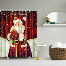Load image into Gallery viewer, Lighted Christmas Shower Curtain Printed Happy New Year Santa Claus Red Waterproof Curtains for Shower Bathroom Christmas Decor
