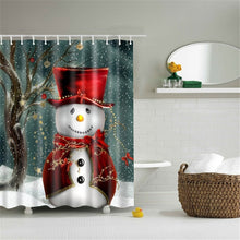 Load image into Gallery viewer, Lighted Christmas Shower Curtain Printed Happy New Year Santa Claus Red Waterproof Curtains for Shower Bathroom Christmas Decor
