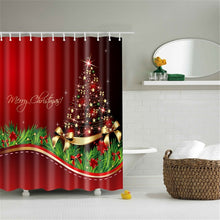 Load image into Gallery viewer, Lighted Christmas Shower Curtain Printed Happy New Year Santa Claus Red Waterproof Curtains for Shower Bathroom Christmas Decor
