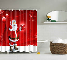 Load image into Gallery viewer, Lighted Christmas Shower Curtain Printed Happy New Year Santa Claus Red Waterproof Curtains for Shower Bathroom Christmas Decor
