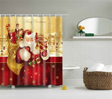 Load image into Gallery viewer, Lighted Christmas Shower Curtain Printed Happy New Year Santa Claus Red Waterproof Curtains for Shower Bathroom Christmas Decor
